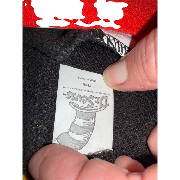 Spirit Halloween Cat in the Hat Costume Set Sz L Jumpsuit Hat Dr Seuss literary - Picture 5 of 7